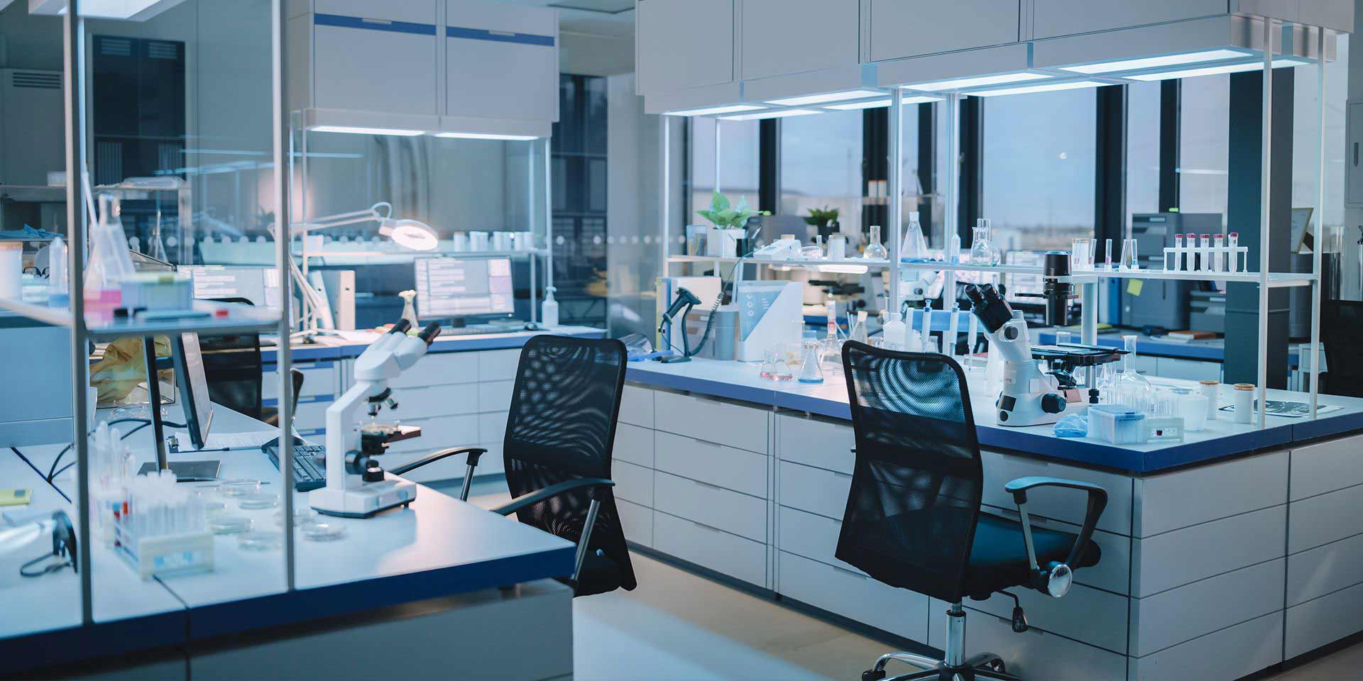 Laboratory with two microscopes