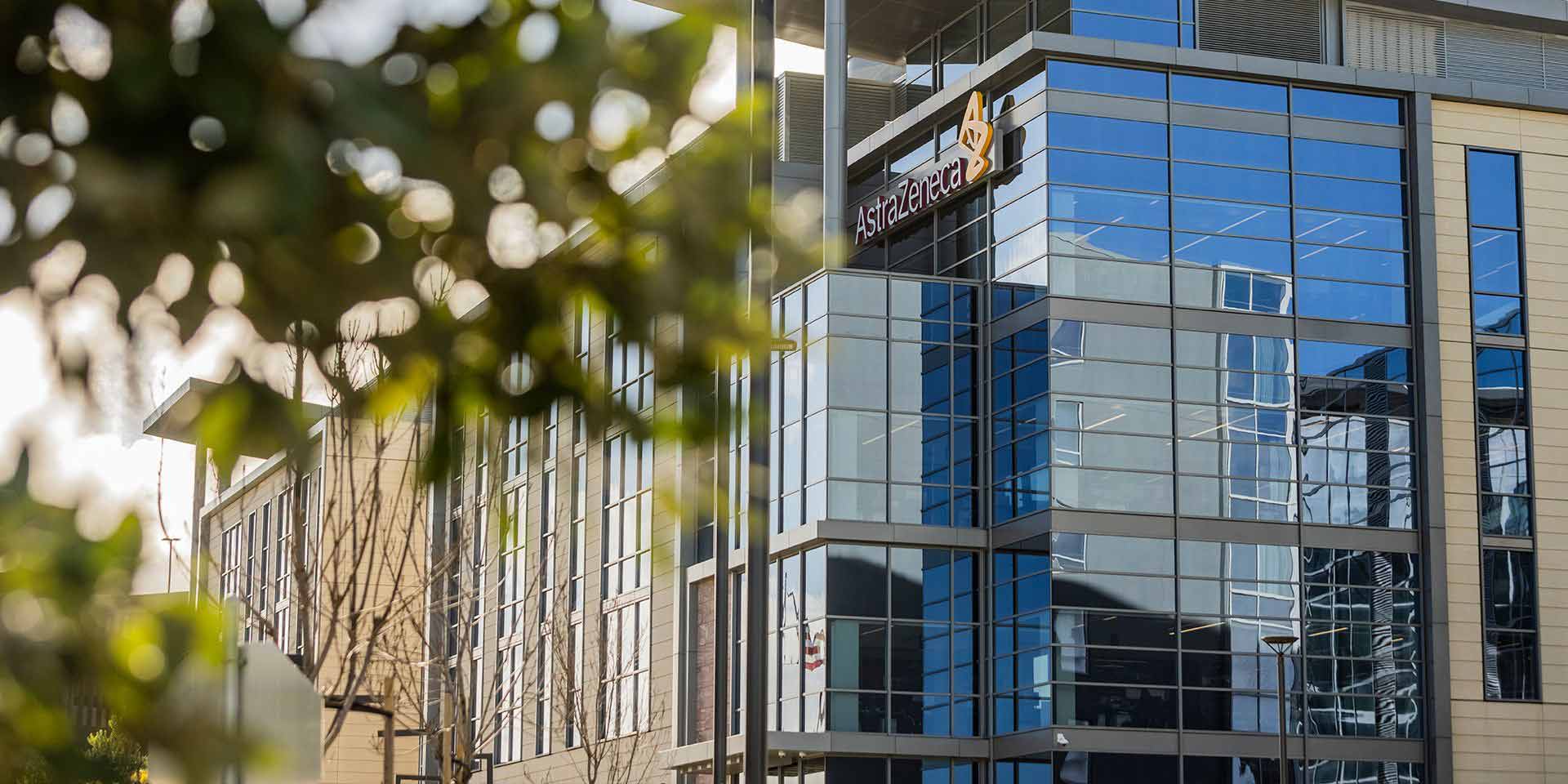 Office building with AstraZeneca billboard